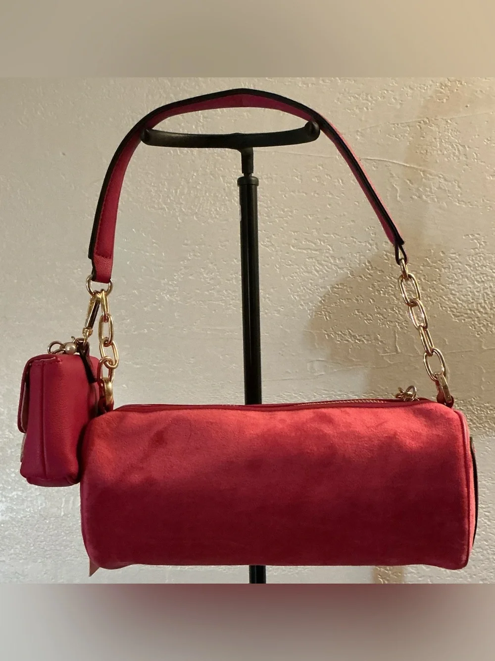 Juicy Couture Queen Shoulder Bag w/Accessory Pouch - Raspberry Tart